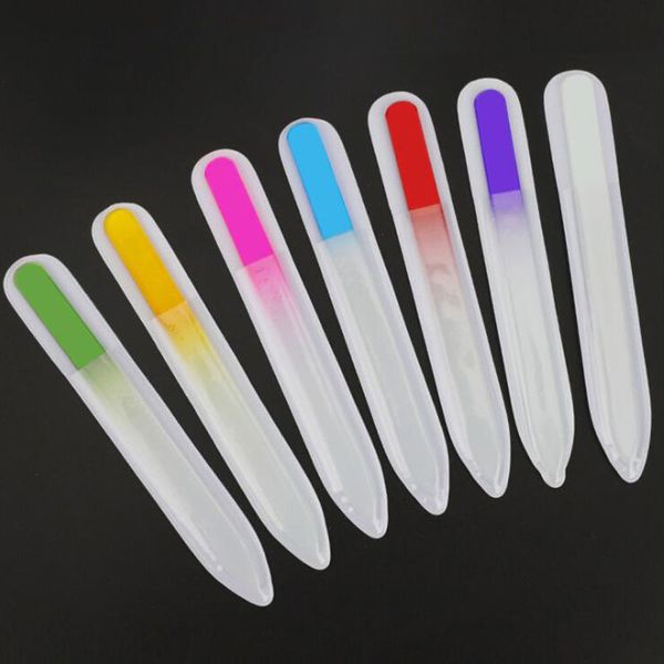 Heißer Verkauf Schönheit Gradient 9cm Großhandel langlebige gemischte Farbe Glas Nagelfeile Nagel poliertes Werkzeug