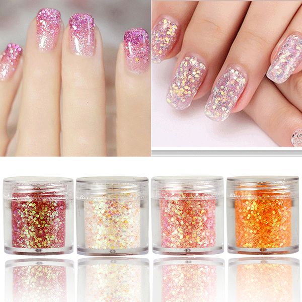 

1 box chunky glitter nail sequins iridescent flakes ultra-thin tips colorful mixed paillette festival glitter cosmetic face be1, Silver;gold