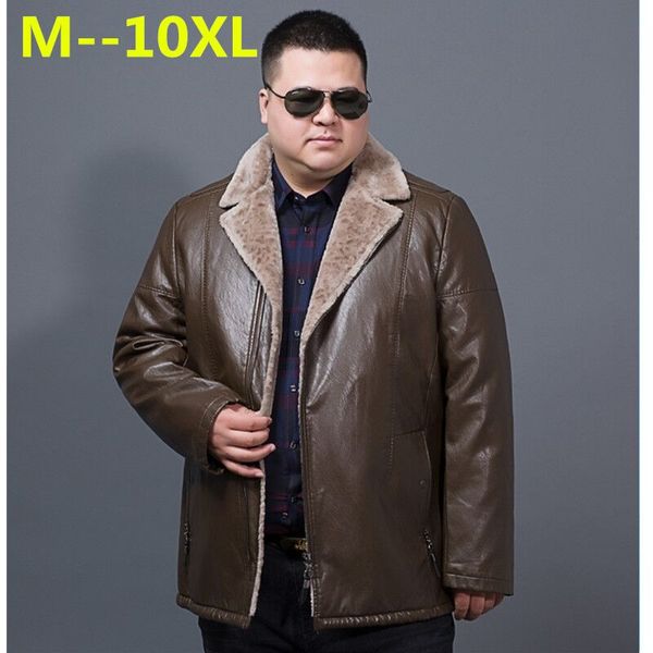 

10xl 9xl 8xl 6x winter men geniune leather jacket male lapel cashmere coat men sheepskin warm jacket male brand coat, Black