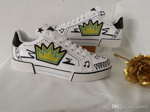 

2019 new jointly white canvas sneaker womens brand graffiti low sneakers mens luxury designer shoes fashion casual flat shoe yh190420, Black