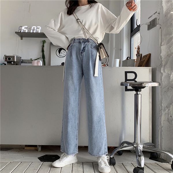 

высокий талии джинсы женщины street style эластичный fashion стройный match мытый женские брюки повседневные кнопки молнии женские джинсы, Blue