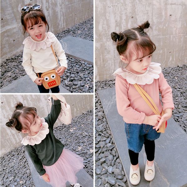 

girls shirts 2 3 4 5 6 years toddler girl long shirt cotton doll collar little girls clothing fashion long sleeves kids clothes, White;black
