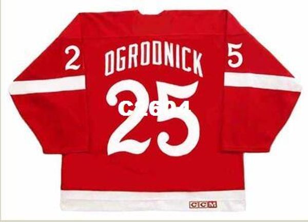 

men #25 ohn ogrodnick detroit red wings 1982 ccm vintage retro hockey jersey or custom any name or number retro jersey, Black;red