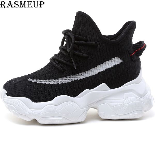 

rasmeup mesh breathable women platform sneakers 2019 summer women chunky trainers thick sole ladies footwear woman dad shoes, Black