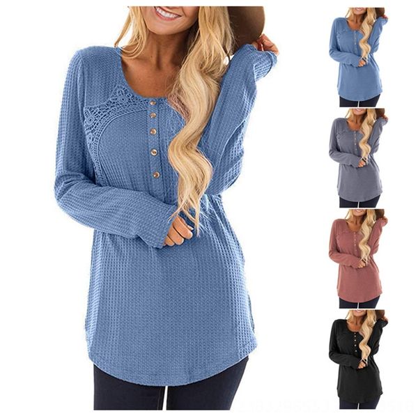 

2019 long sleeve knitted casual t-shirt female 2019 long sleeve knitted casual lace lace t-shirt female, White