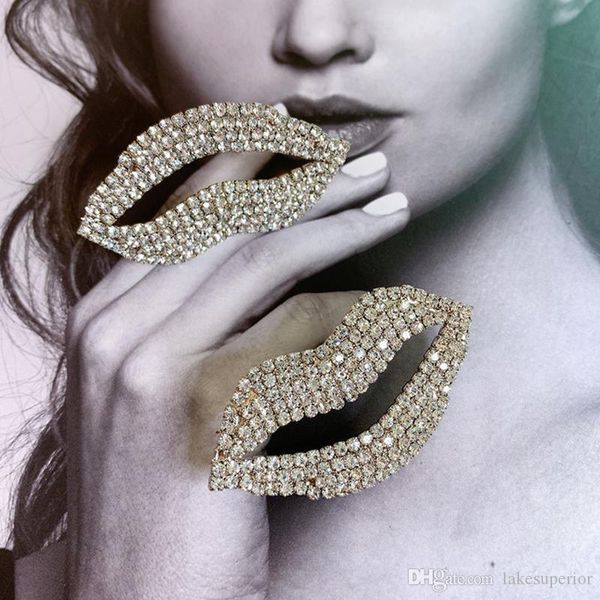 

женщины rhinestone губы серьги стержня bling bling rhinestone lip серьги подарков для любви подруга бижутерия аксессуары, Golden;silver