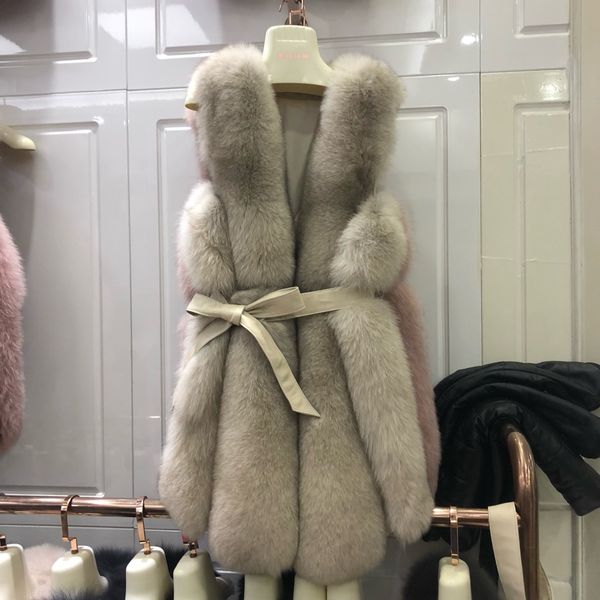 

Cool 2019 really maomajia long fund overcoat the whole kin fox wool belt haining leather and fur