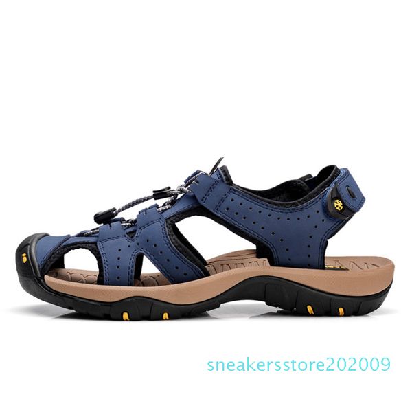 

горячие сбывание новая мода лето досуг пляж мужская обувь высокого качества кожа сандалии большой yards мужчин сандалии размер 39-45 s99, Black