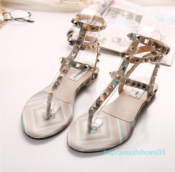 

myfitgo beach flip flops sandals women summer flat sandals women casual rivet solid buckle strap plastic jelly shoes for girls t01, Black