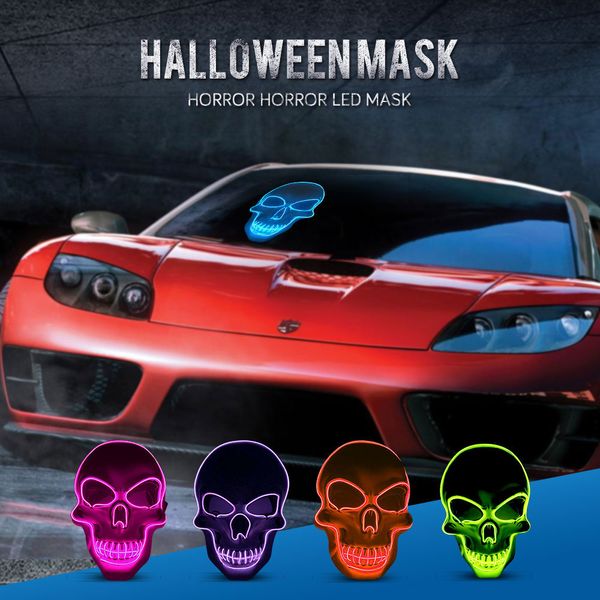

skeleton led mask glow scary light up funny masks festival cosplay costume halloween skeleton led mask cosplay supplies