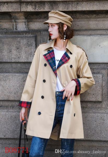 

new arrival women fashion double breasted trench coat branded design plus size loose fit trench for women size s-xxl u3 colors, Black;brown
