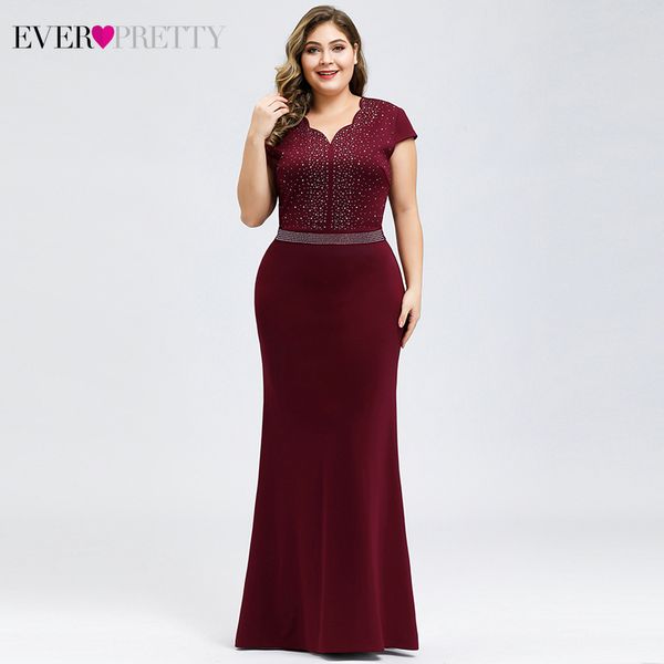 

plus size burgundy evening dresses for women ever pretty ep07623bd mermaid v-neck beaded elegant party gowns vestido comprido, White;black