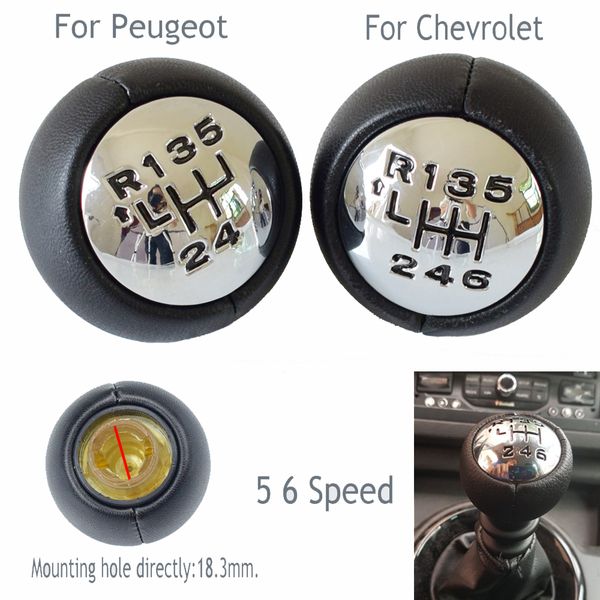 

5 6 speed manual gear shift knob lever headball for 307 308 3008 407 5008 807 partner for c3 (a51)c4 car styling