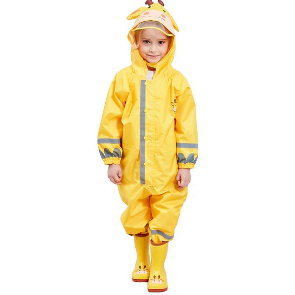 

kocotree children yellow giraffe raincoat kids jumpsuit rainwear raincover for baby boy girl waterproof clothing sets kids j1907175087079, White