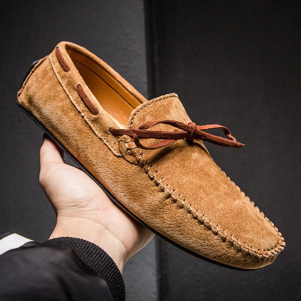 

fashion comfy casual loafers shoes for men solid flat slip on shoes spring autumm concise driving, Black