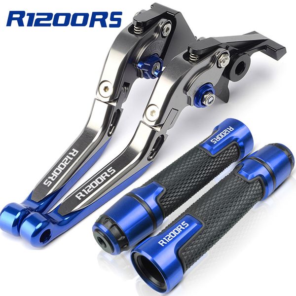 

for r1200 2015 2016 2017 2018 cnc folding extendable motorcycle brake clutch lever + handle grips r 1200 with logo