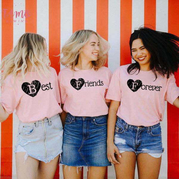 

1 pcs frieds forever harajuku tees women 80s 90s fashion grunge t shirt friend matching shirt bff friend gift, White