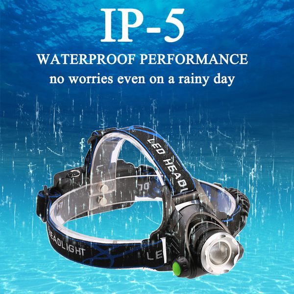

1000lumens induction led headlamp zoomable headlight cree xml t6 waterproof rechargeable 18650 battery head lamp fishing hunting light car