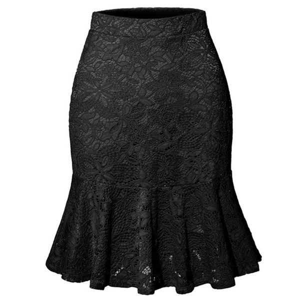 

womens plus size skirt high waist 2020 fashion summer lace skirts formal office lady work black skirt wine red