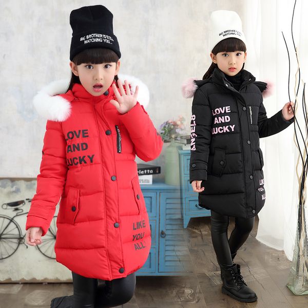 

foenrea 2019 new casual children's cotton thick clothes girls winter big children's letters printed 4-8 years outerwear clothing, Blue;gray