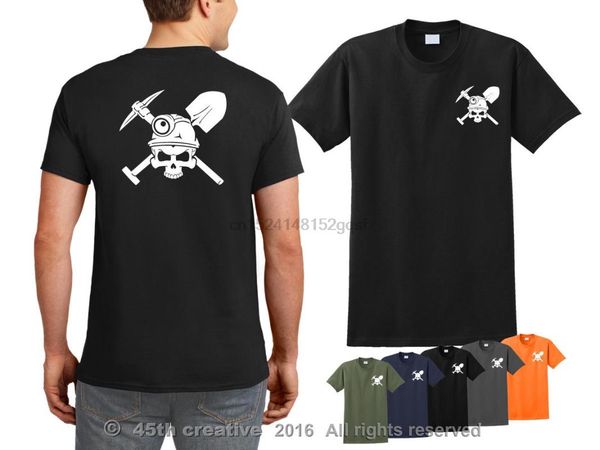 

2020 new cotton t-shirt miner t-shirt - miner skull crossbones shirt - hard hat light tee shirt summer style tee, White;black