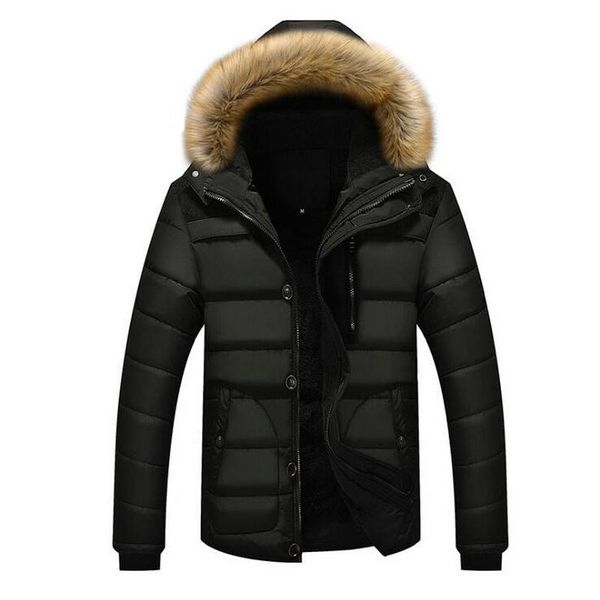 

2020 new style winter jackets men's coats male parkas casual thick outwear hooded fleece jackets warm overcoats mens clothing, Black