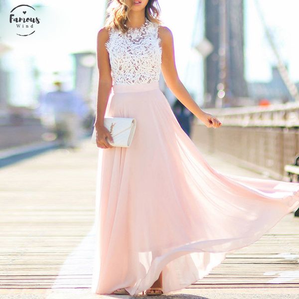 

new arrival 2019 sring casual dresses evening party hollow out beach dress womens boho sleeveless maxi dress party dresses dropshipping, Black;gray