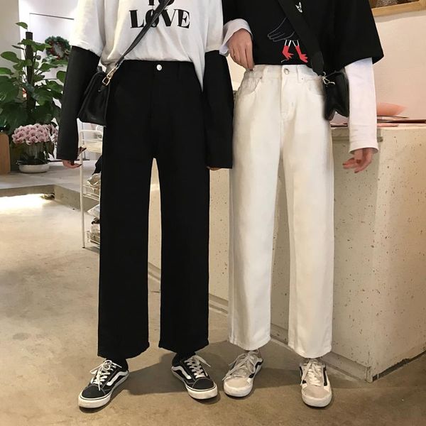 

jeans women harajuku solid button zipper high waist leisure straight womens lady elegant trousers jean femme high quality, Blue