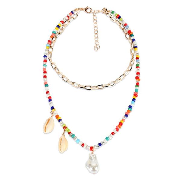 

multilayer statement bead necklace fashion new design personalized ocean beach handmade seed bead collar necklace for women, Golden;silver
