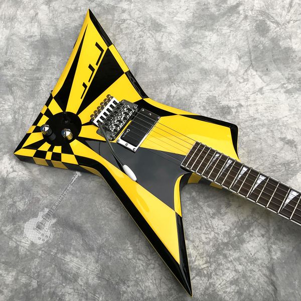 

customized irregular black and white striped electric guitar logo and shape