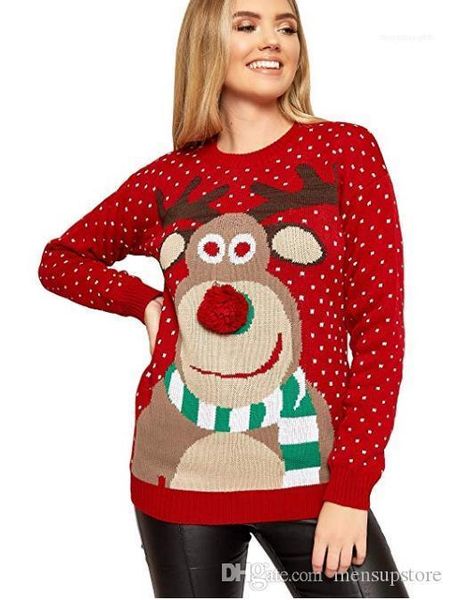 

трикотажное весна зима с длинными рукавами рождество свитера женщины гадкий xmas свитер elk printed, White;black