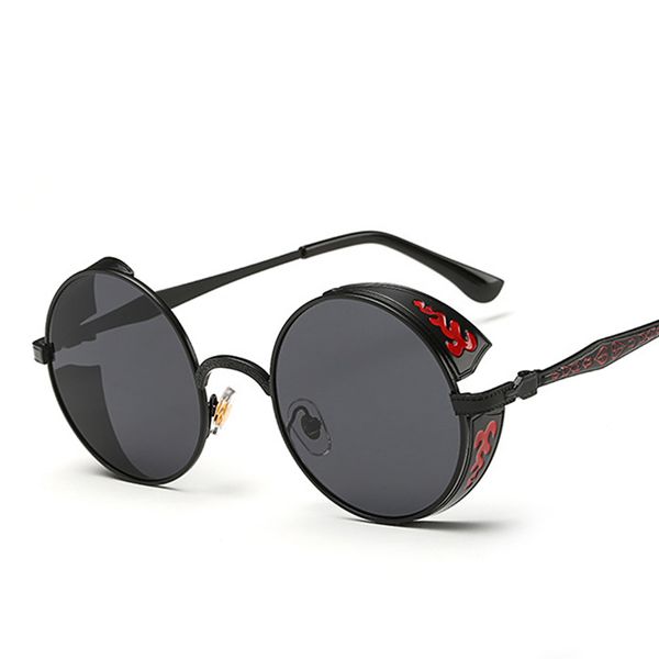 

steampunk sunglasses mens sunglass retro punk sun glasses for men round fashion hipster mirror lenses gradient shades, White;black