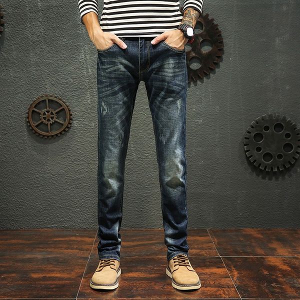 

2019 men's new stylish casual denim straight jeans loose trouser long pants dropshipping20 plus szie pantalones de hombre, Black