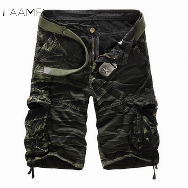 Laamei camuflagem camo homens de carga novo casual masculino solto calções de trabalho homem militar calças curtas plus size sem cinto q190427