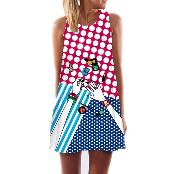 

Sleeveless Boho Beach Dress Women Floral Print Mini Summer Dress A Line Casual Chiffon Dresses Vestidos Mujer