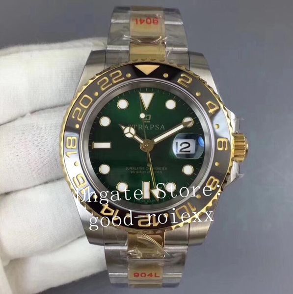 

rose gold gm factory watch мужская зеленая керамическая бесель циферблат автоматический eta 2836 мужчин 904l стальной браслет 116718, Slivery;brown