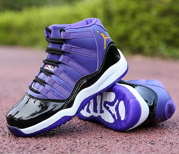 

new 11 low space jam kids sports basketball shoes gs children's heiress suede maroon bred 11s sneakers size 28-35, Black