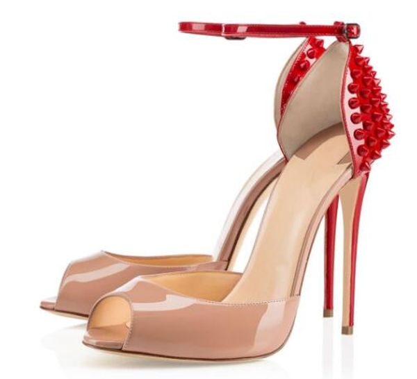 

2019 Новая женская мода Заклепки на высоких каблуках платье Peep Toe обувь супер сандалии на высоком каблуке размер 34 -42