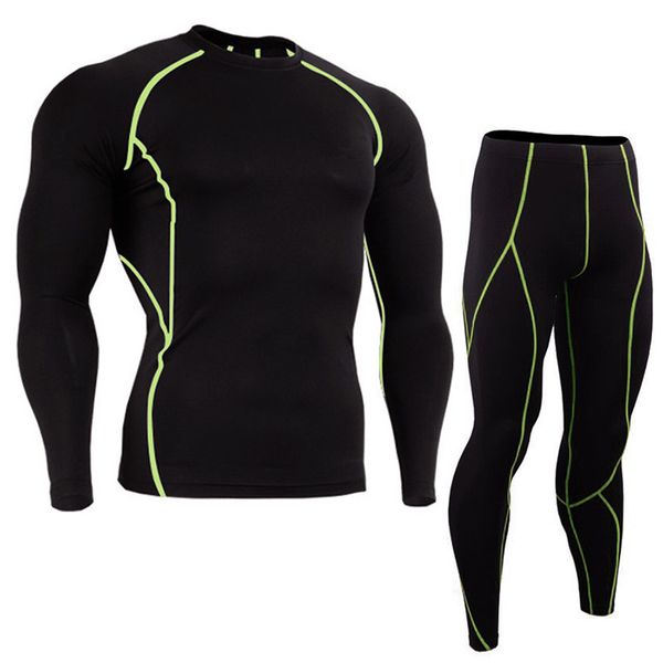 

running clothes men compression running sets lycra basketball jogging tights underwear set quick-dry gym fitness sports suits, Black;blue