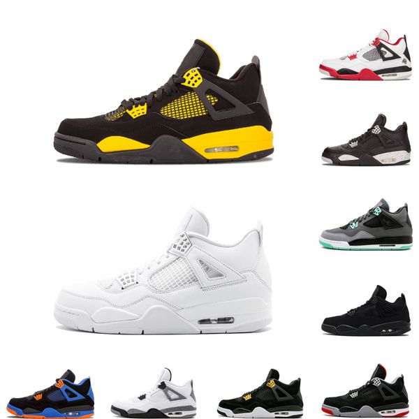 

new 4 4s basketball shoes og bred thunder pure money cactus jack black cat sports sneakers male trainers size 7-12