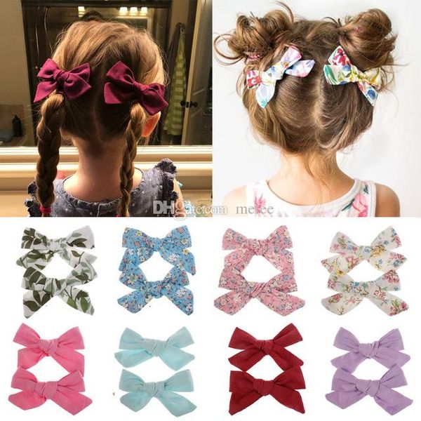 10 5 8cm Boho Style Baby Girls Flower Print Bow Bb Hair Clips