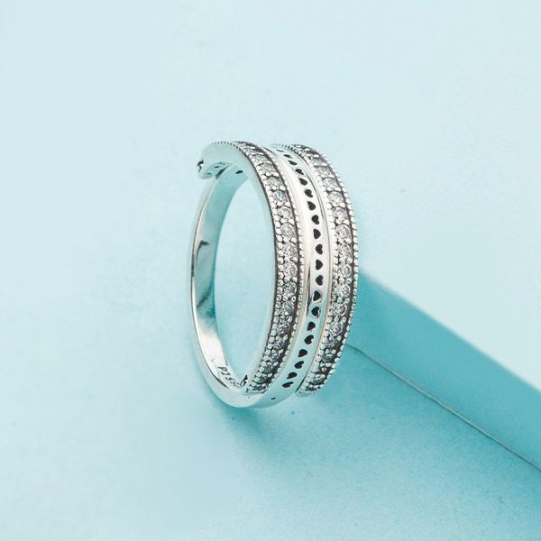

stylish and charming heart ring for pandora 925 sterling silver with cz diamond flip ladies ring with original box, Slivery;golden