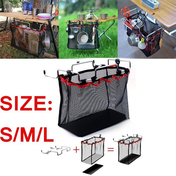 

outdoor wire bracket storage desk hanging mesh net bag bbq tools organizer