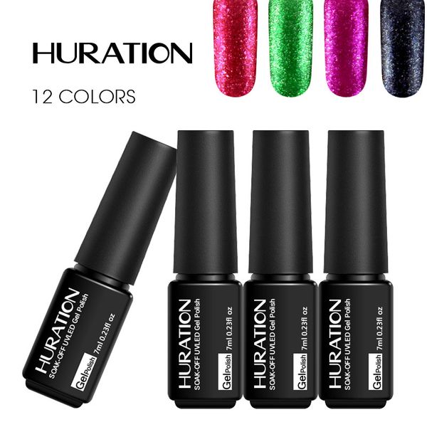 

huration platinum shimmer gel varnish enamel semi permanent glitter nail art gel paint soak off metal colors hybrid nail polish, Red;pink
