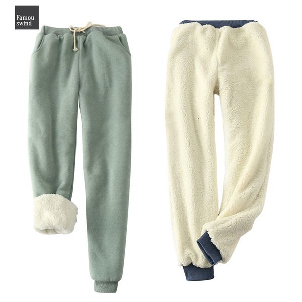 

pants cashmere winter thick elastic waist loose plus size 9 velvet color wool cotton warm women casual trousers pants, Black;white