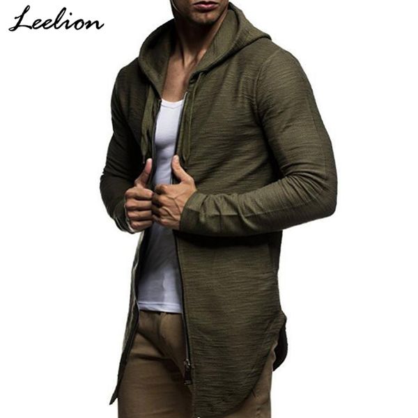 

leelion 2018 new spring hoodies men zipper cardigan cotton sweatshirts hip hop streetwear fashion solid male slim fit sportswear, Black