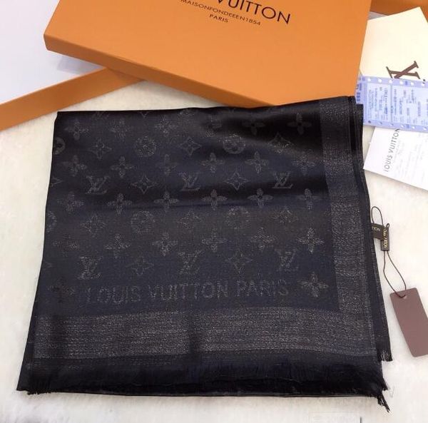 

rs women pure silk scarf soft lamÃ© scarf luxury long classic stripe printed shawl wholesale 180x70, Blue;gray