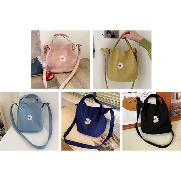 

2020 new embroidery small daisy diagonal canvas bag