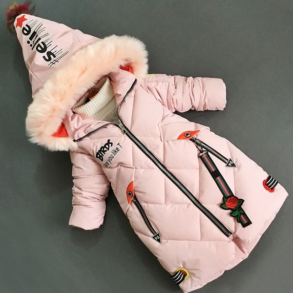

bibicola new girls' down jacket kids thicken warm coat children's outwear winter jacket girls parkas kids windproof hooded, Blue;gray