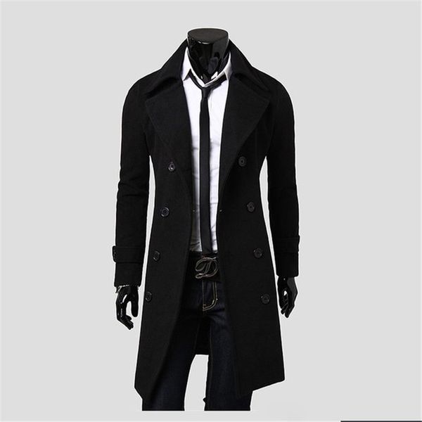 

coat men winter long coat slim stylish trench double breasted long jacket parka mens overcoat jk2132, Tan;black